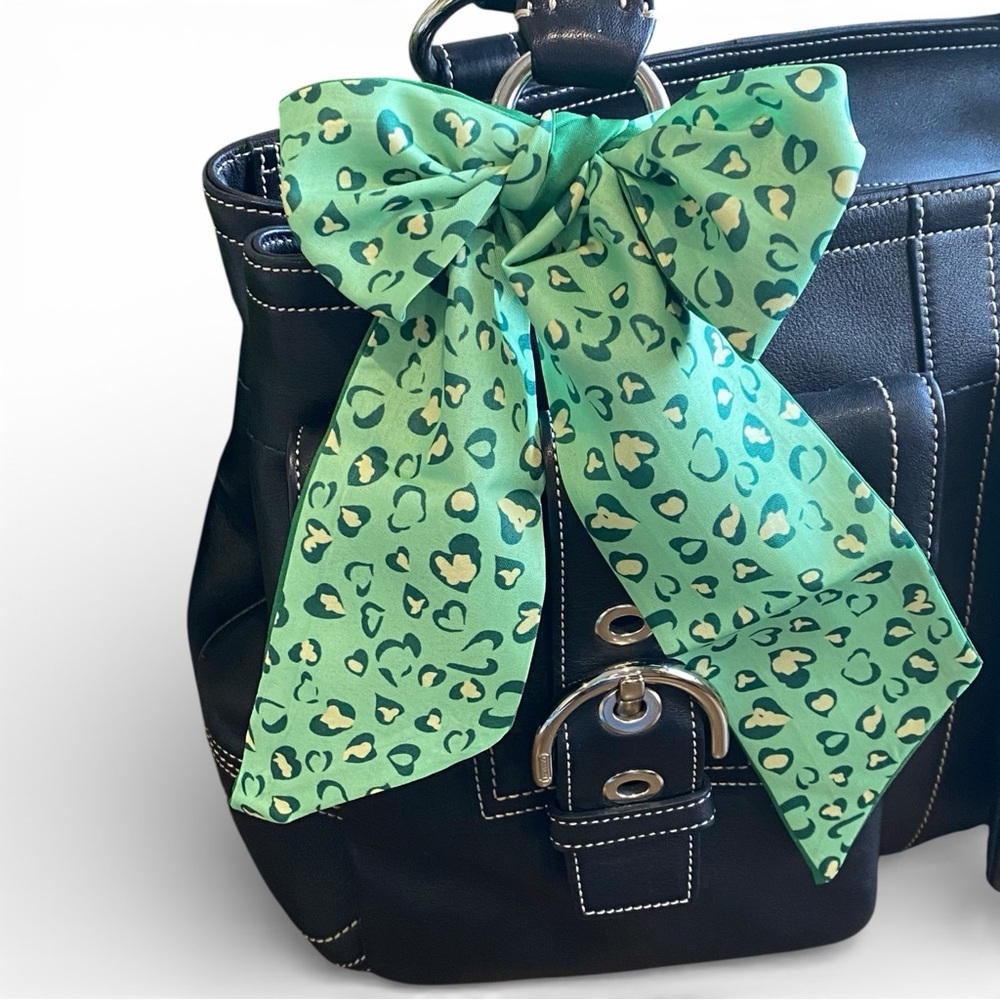 Green Leopard Animal Print Skinny Scarf